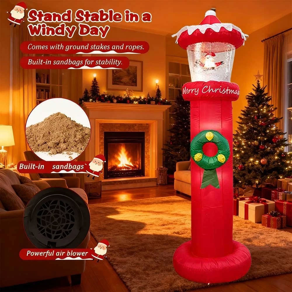 2.7m Snow Blowing Lighthouse Christmas Inflatable - Image 6