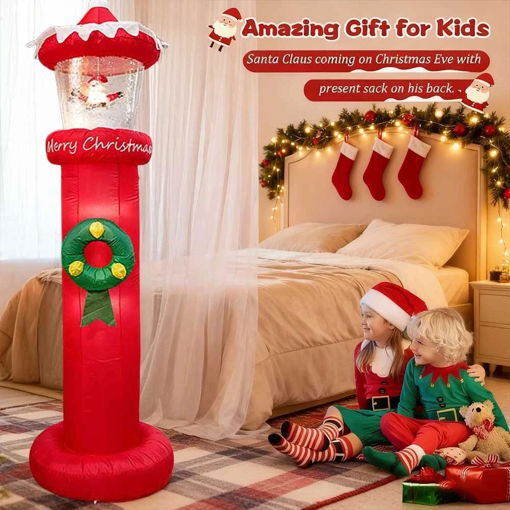 2.7m Snow Blowing Lighthouse Christmas Inflatable - Image 7