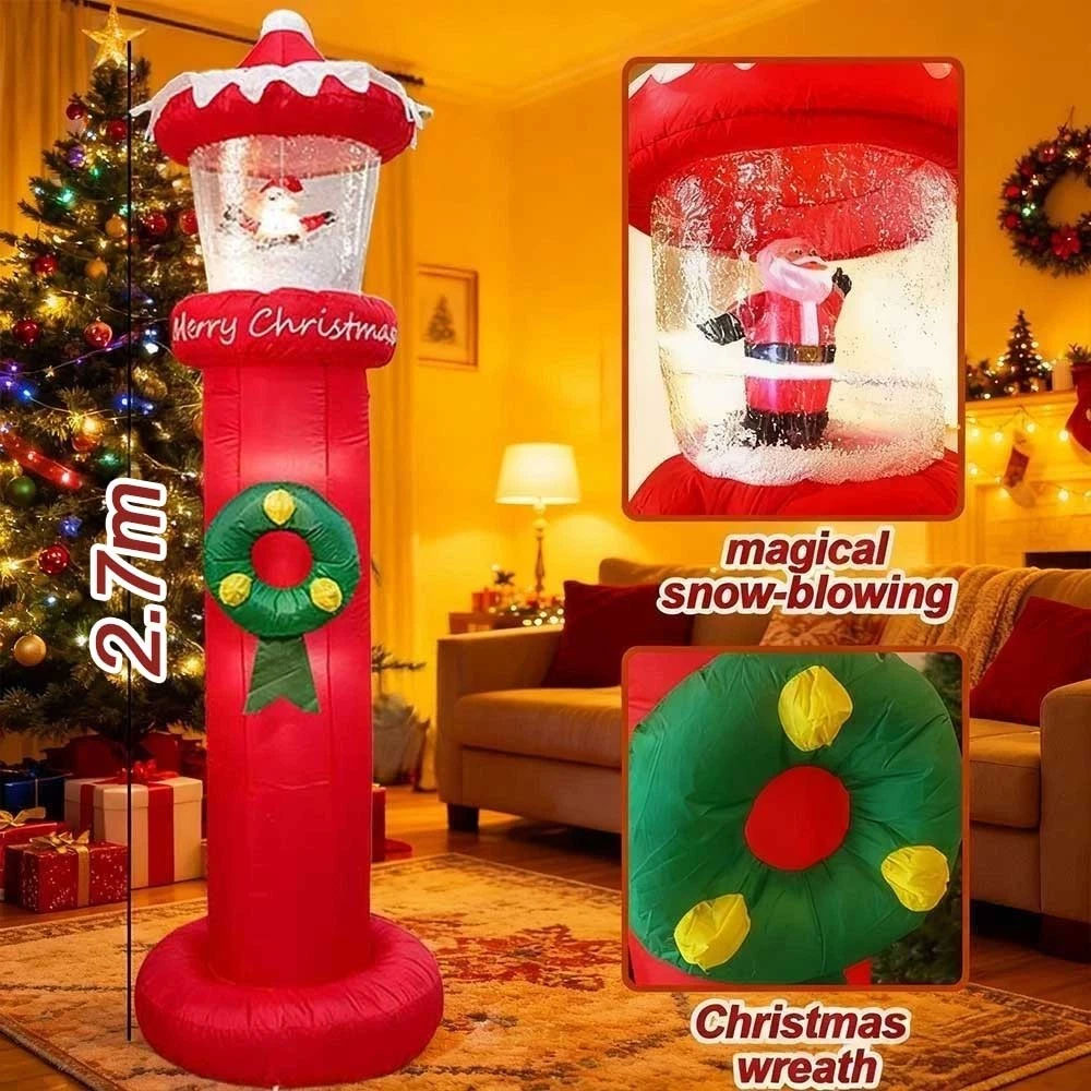 2.7m Snow Blowing Lighthouse Christmas Inflatable - Image 8