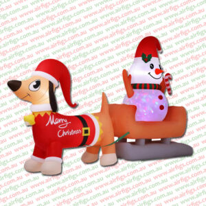 2.5m Snowman Dog Sleigh Christmas Inflatable