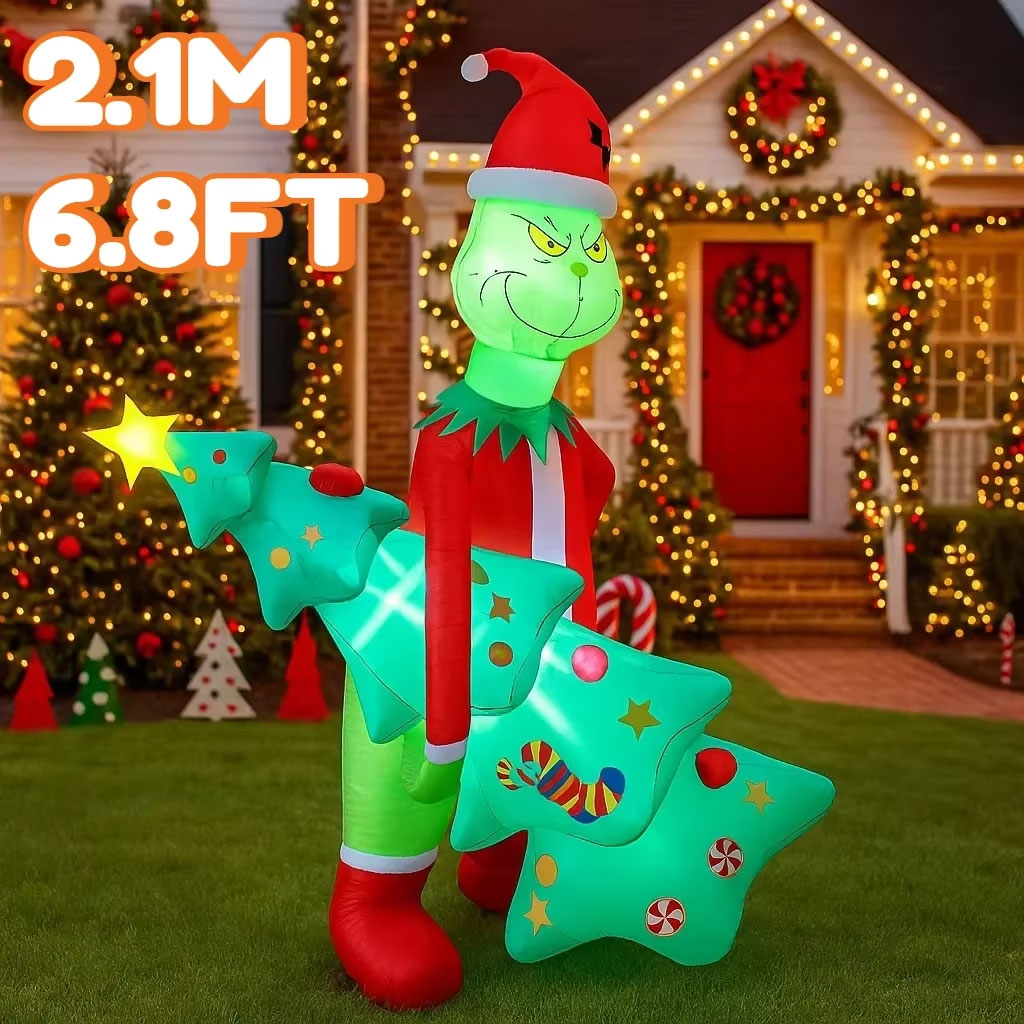 2.1m Christmas Thief Grinch-Style Christmas Inflatable - Image 4