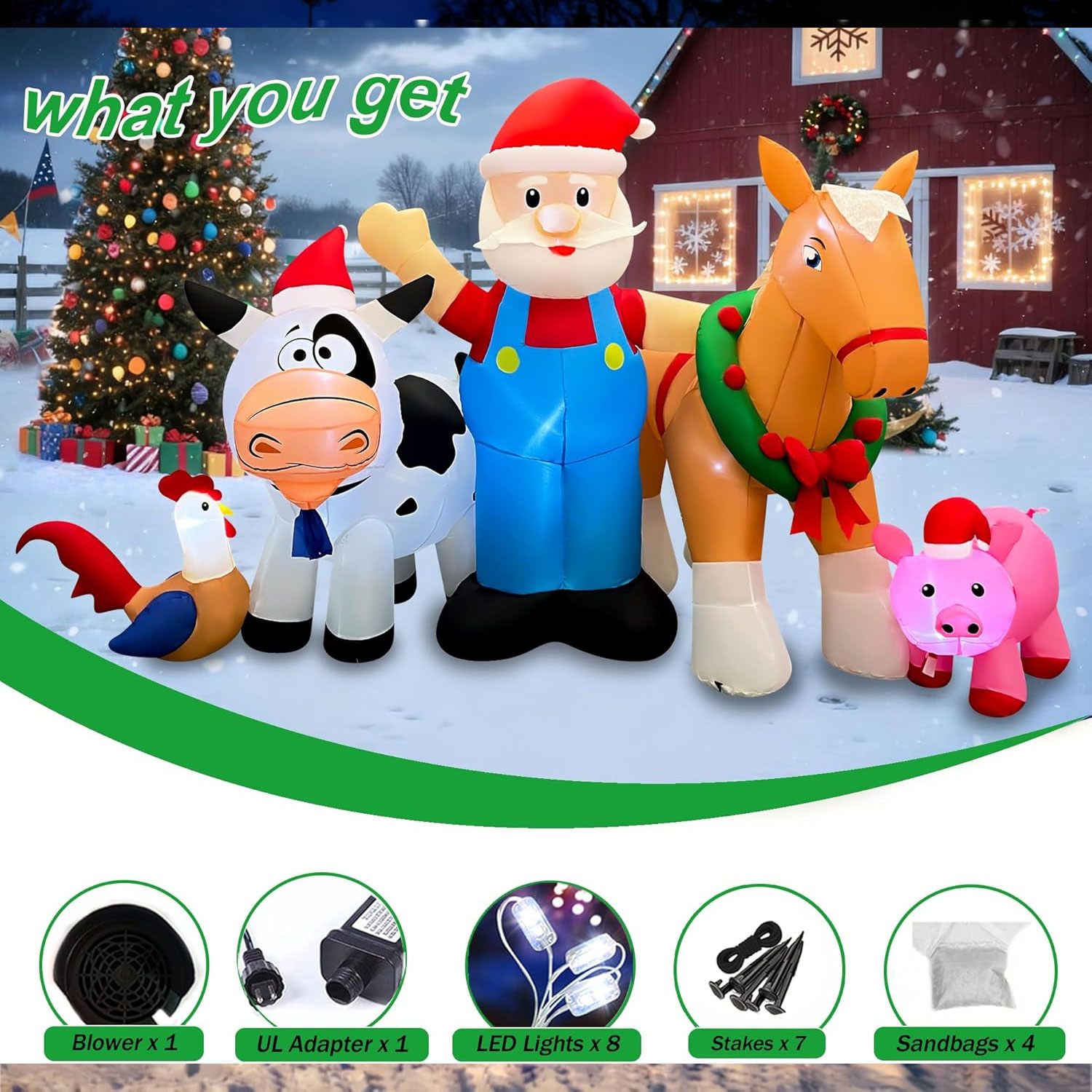 1.5m Santa’s Farm Animals Christmas Inflatable - Image 7
