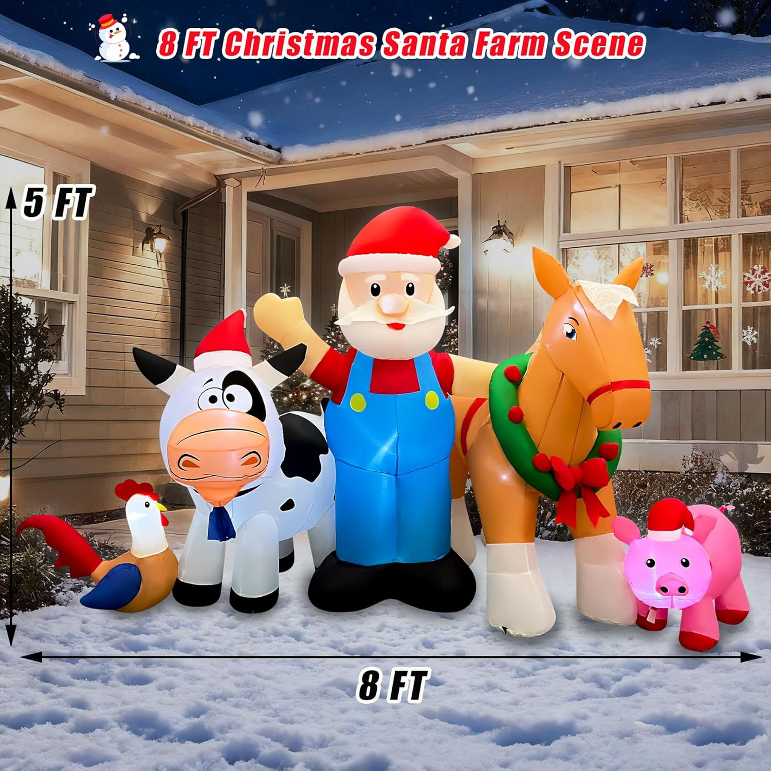 1.5m Santa’s Farm Animals Christmas Inflatable - Image 8