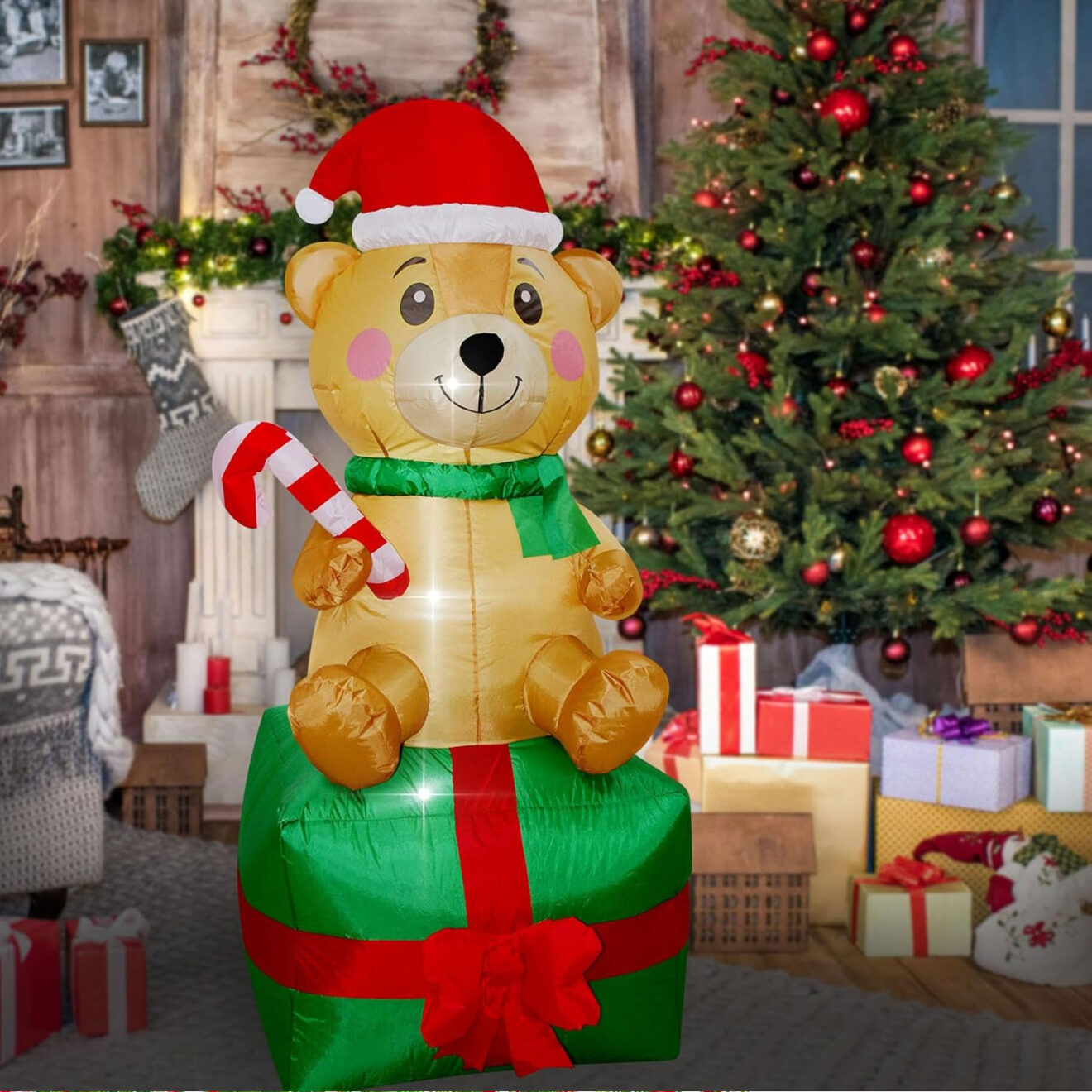 1.5m Bear on Gift Christmas Inflatable – Airfigs Inflatables