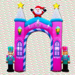3.6m Pink Candy Castle Christmas Archway Santa & Nutcrackers