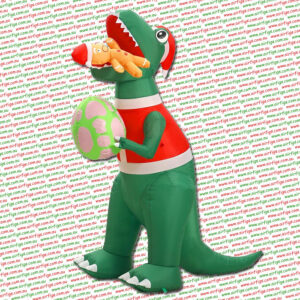 1.8m Dinosaur Eating Gingerbread Christmas Inflatable