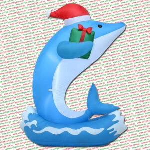 1.2m Blue Dolphin with Gift Christmas Inflatable