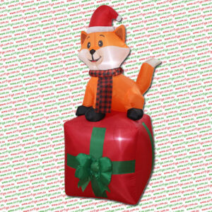 1.5m Fox on Gift Christmas Inflatable
