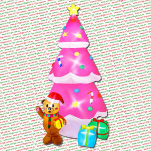 2.4m Pink Tree, Teddy & Gifts Christmas Inflatable