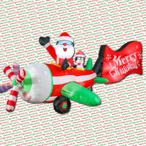 3m Santa & Penguin Plane Christmas Inflatable