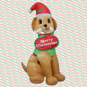 4ft Dog Holding Merry Christmas Sign Christmas Inflatable
