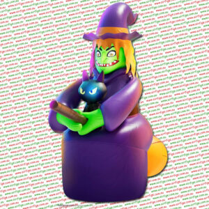 2.1m Broomstick Witch with Cat Halloween Inflatable