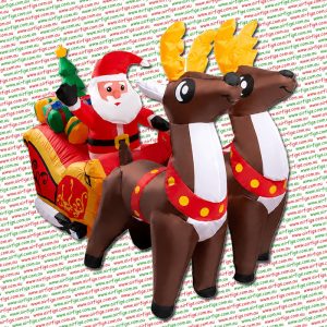 2.1m Santa Claus on The Sleigh with 2 Reindeer