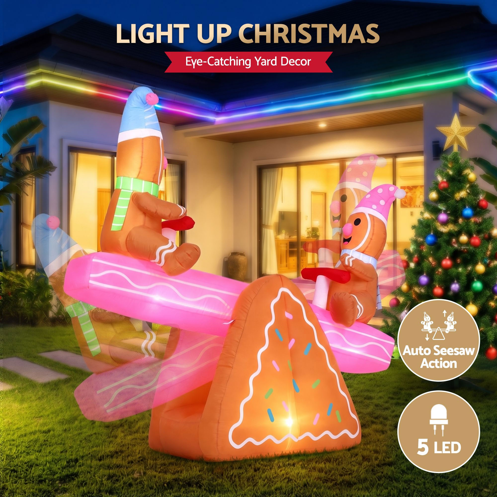 1.8m Gingerbread Seesaw Christmas Inflatable - Image 3