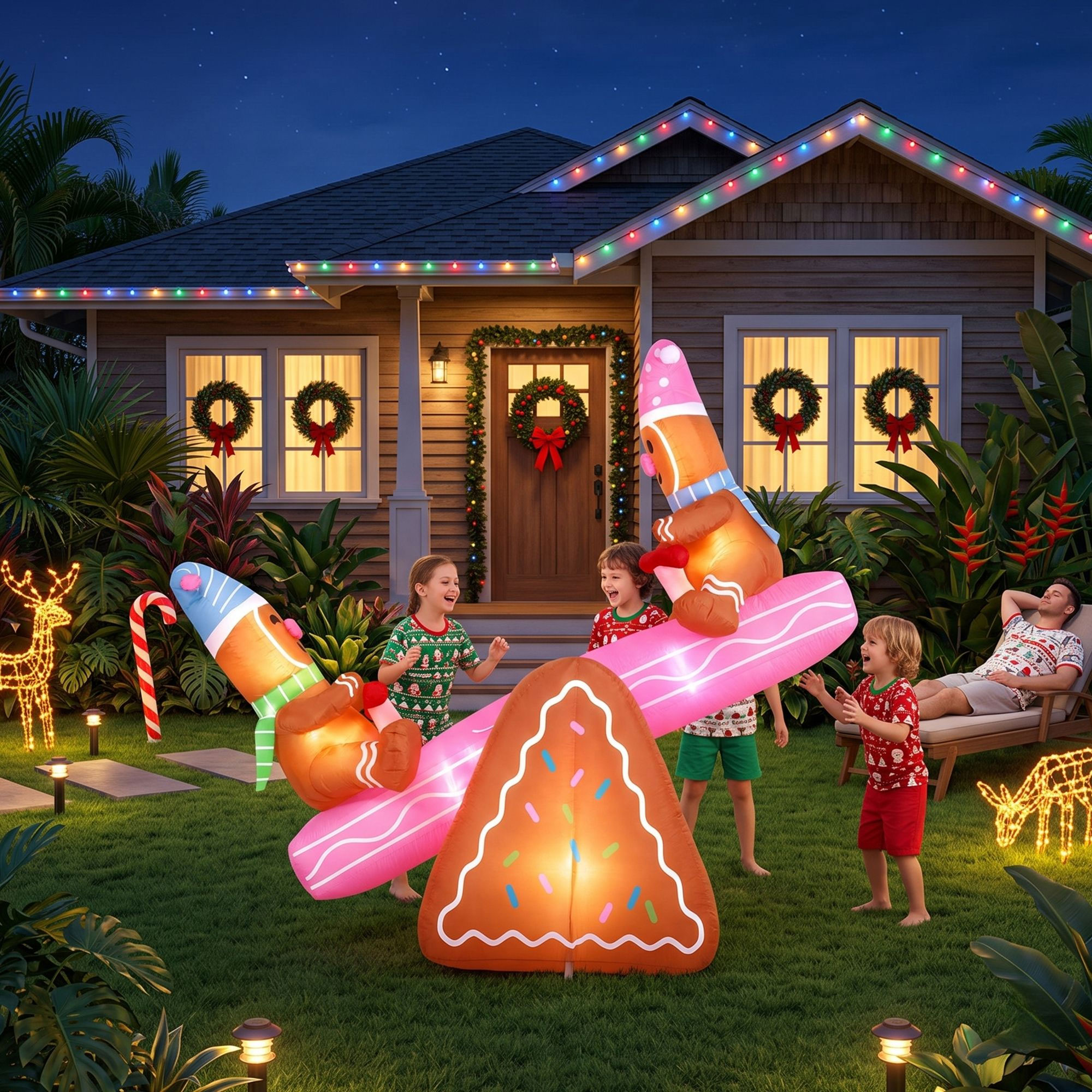 1.8m Gingerbread Seesaw Christmas Inflatable - Image 4