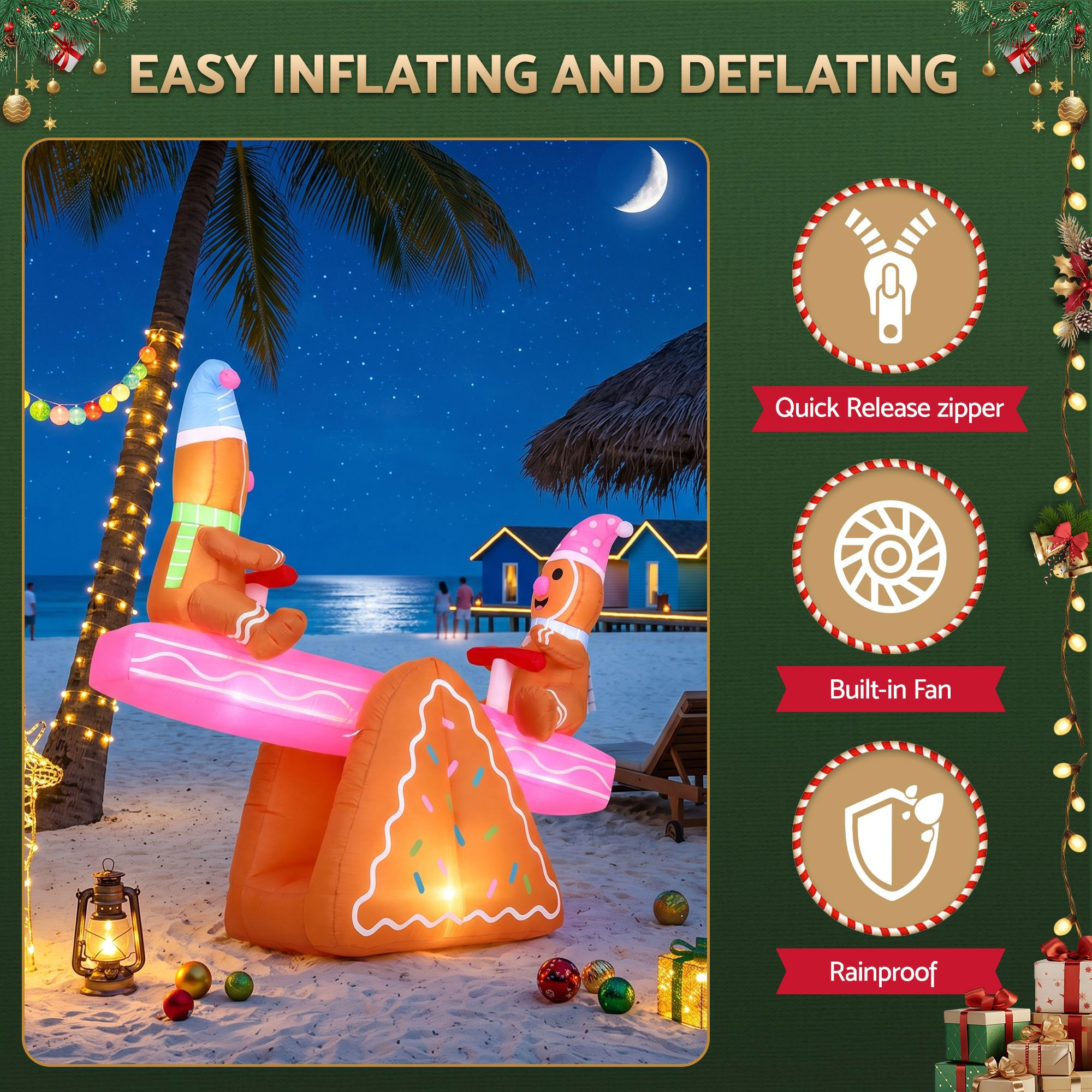 1.8m Gingerbread Seesaw Christmas Inflatable - Image 7