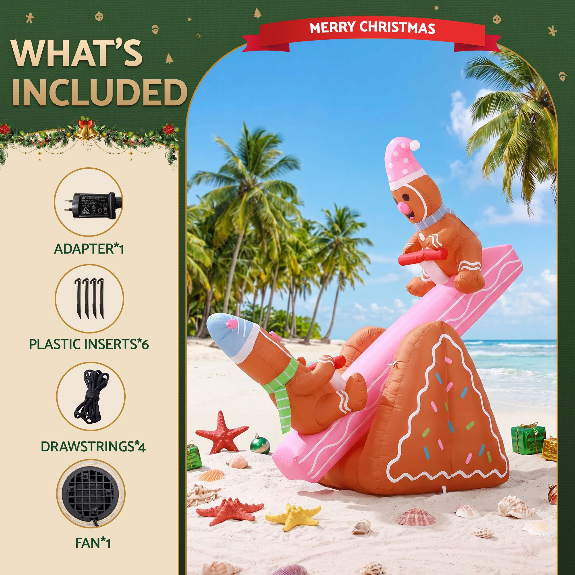 1.8m Gingerbread Seesaw Christmas Inflatable - Image 8