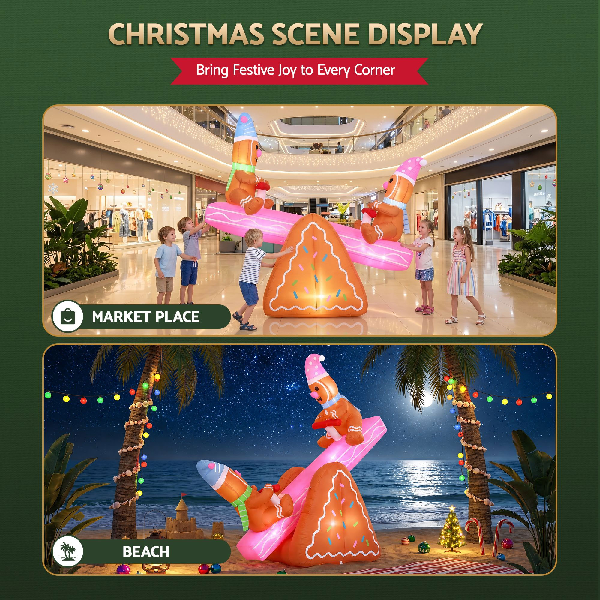 1.8m Gingerbread Seesaw Christmas Inflatable - Image 9