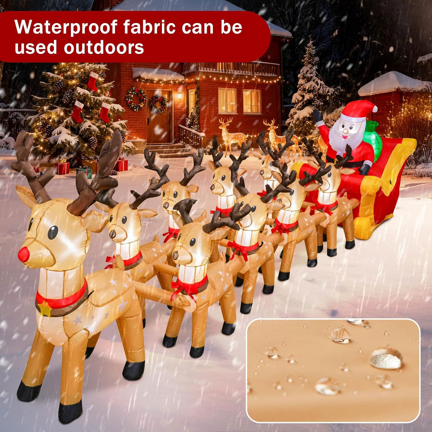 Rudolph plus all 8 Reindeers Sleigh Christmas Inflatable - Image 10