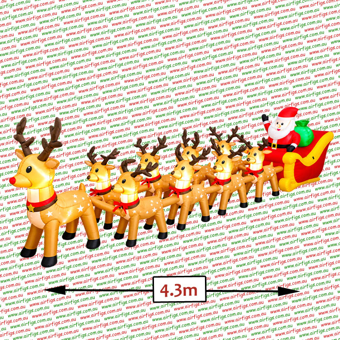 Rudolph plus all 8 Reindeers Sleigh Christmas Inflatable - Image 2