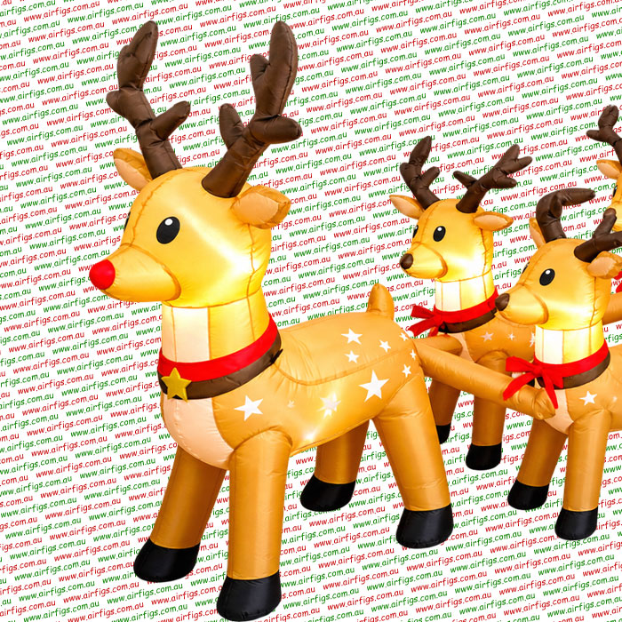 Rudolph plus all 8 Reindeers Sleigh Christmas Inflatable - Image 3
