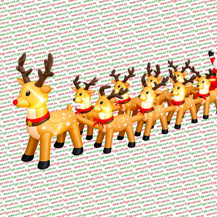 Rudolph plus all 8 Reindeers Sleigh Christmas Inflatable - Image 4